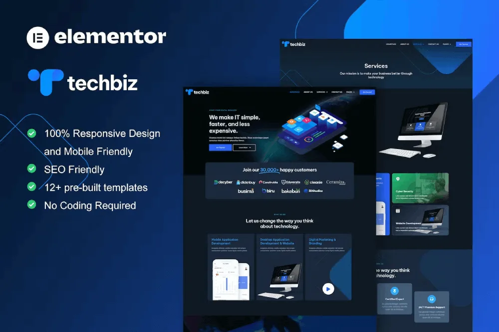 TechBiz – Tech Company Elementor Pro Template Kit